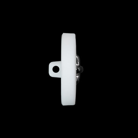 Plastic Shank Back Button - 36L/23mm - White and Metallic Gunmetal Faux Stitched 4-Hole