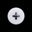 Plastic Shank Back Button - 36L/23mm - White and Metallic Gunmetal Faux Stitched 4-Hole