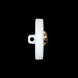 Plastic Shank Back Button - 36L/23mm - White and Metallic Gold Faux Stitched 4-Hole