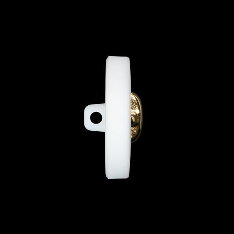 Plastic Shank Back Button - 36L/23mm - White and Metallic Gold Faux Stitched 4-Hole