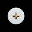 Plastic Shank Back Button - 36L/23mm - White and Metallic Gold Faux Stitched 4-Hole