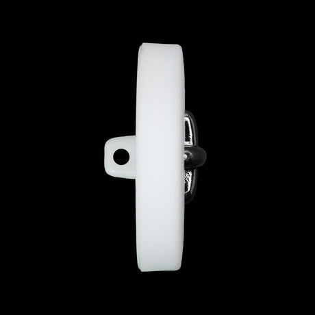 Plastic Shank Back Button - 44L/28mm - White and Metallic Gunmetal Faux Stitched 4-Hole