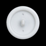 Plastic Shank Back Button - 44L/28mm - White and Metallic Gunmetal Faux Stitched 4-Hole