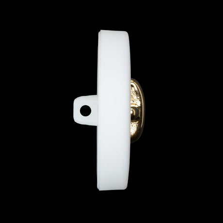 Plastic Shank Back Button - 44L/28mm - White and Metallic Gold Faux Stitched 4-Hole