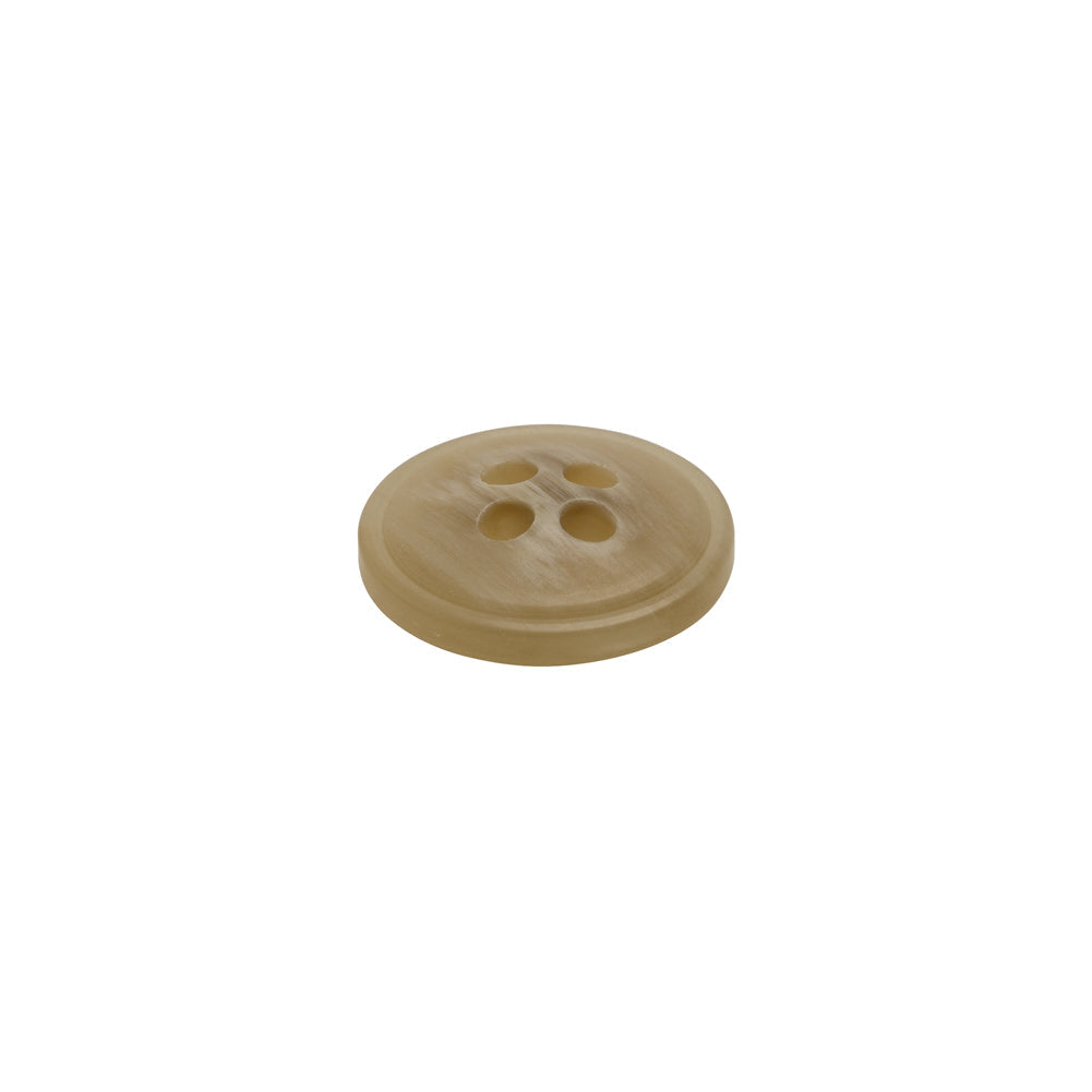 Plastic 4-Hole Button - 20L/12.5mm - Beige and White Striated - Made in Italy