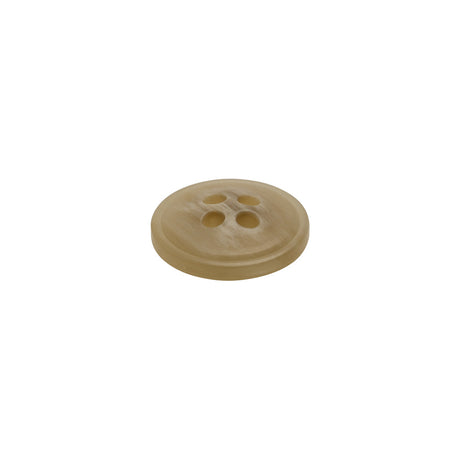 Plastic 4-Hole Button - 20L/12.5mm - Beige and White Striated - Made in Italy