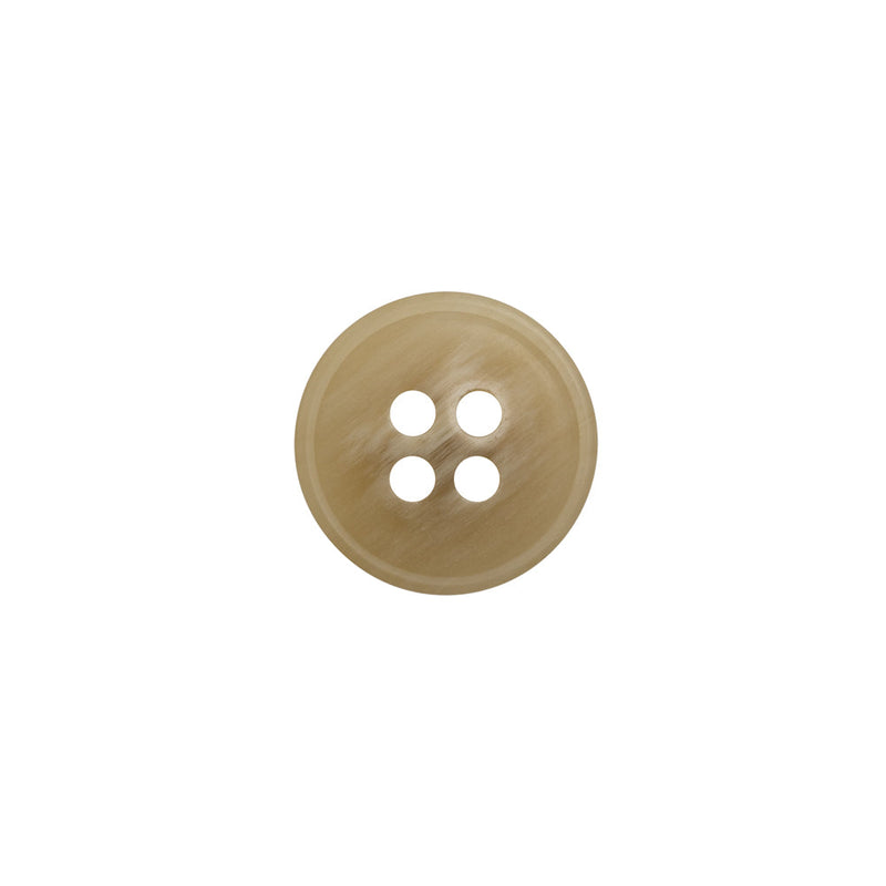 Plastic 4-Hole Button - 20L/12.5mm - Beige and White Striated - Made in Italy