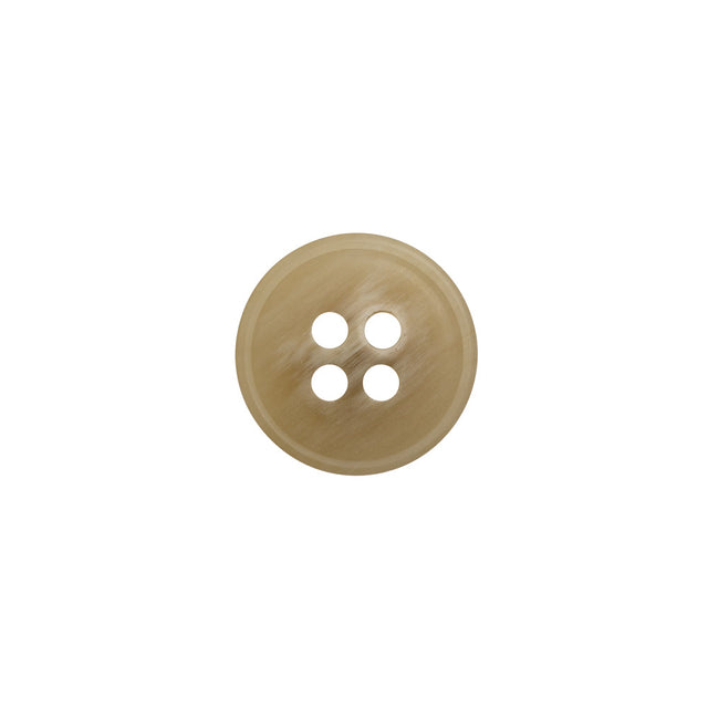 Plastic 4-Hole Button - 20L/12.5mm - Beige and White Striated - Made in Italy