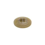 Plastic 4-Hole Button - 24L/15mm - Beige and Brown Striated - Made in Italy