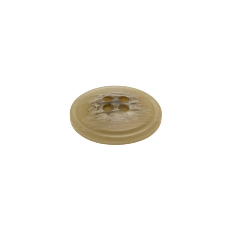 Plastic 4-Hole Button - 24L/15mm - Beige and Brown Striated - Made in Italy
