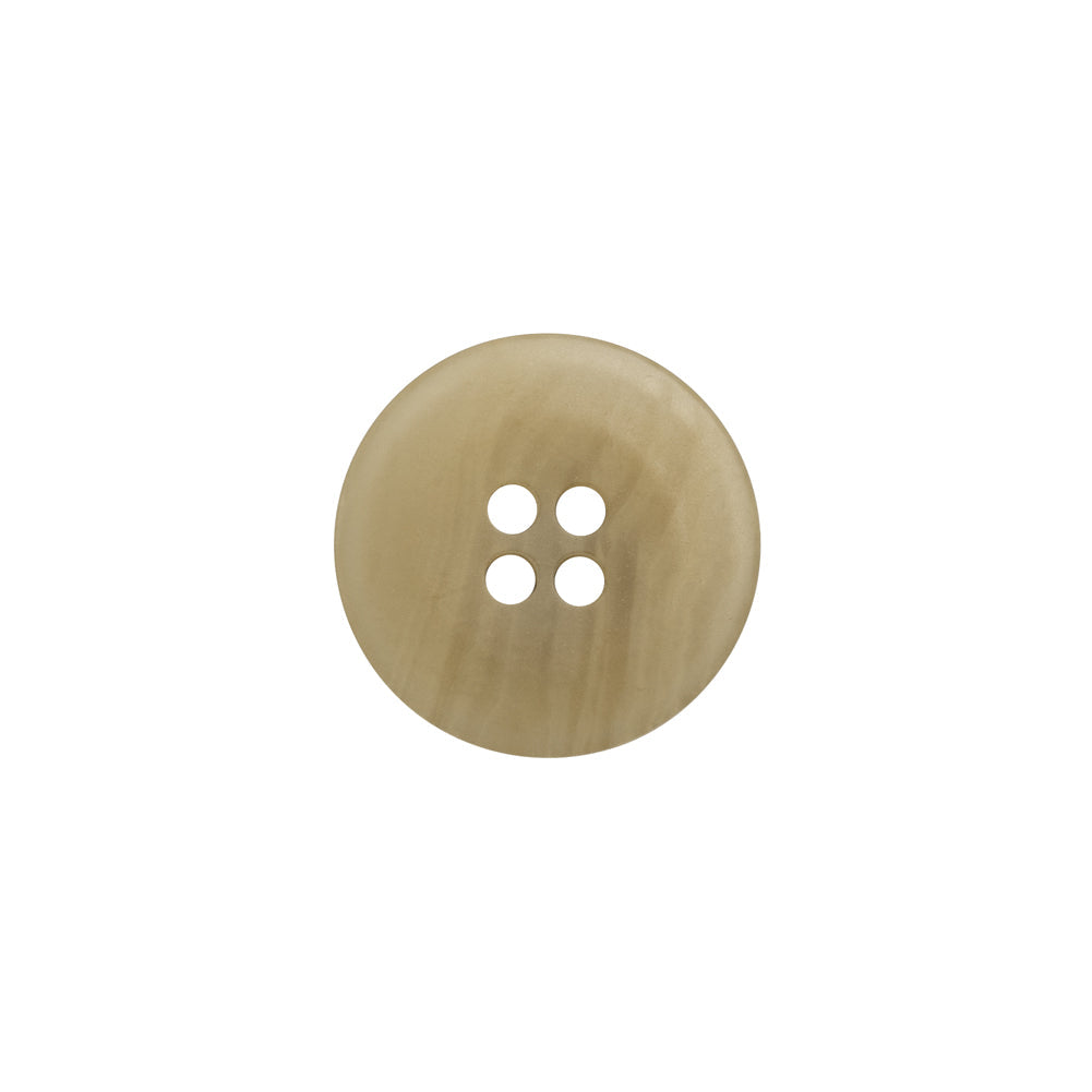 Plastic 4-Hole Button - 24L/15mm - Beige and Brown Striated - Made in Italy