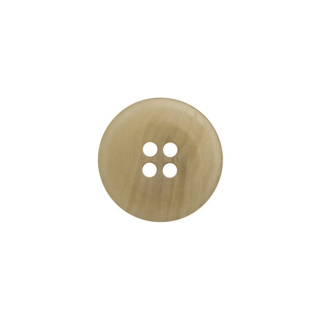 Plastic 4-Hole Button - 24L/15mm - Beige and Brown Striated - Made in Italy