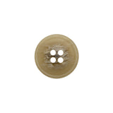 Plastic 4-Hole Button - 24L/15mm - Beige and Brown Striated - Made in Italy