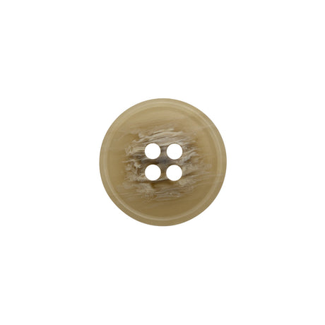Plastic 4-Hole Button - 24L/15mm - Beige and Brown Striated - Made in Italy