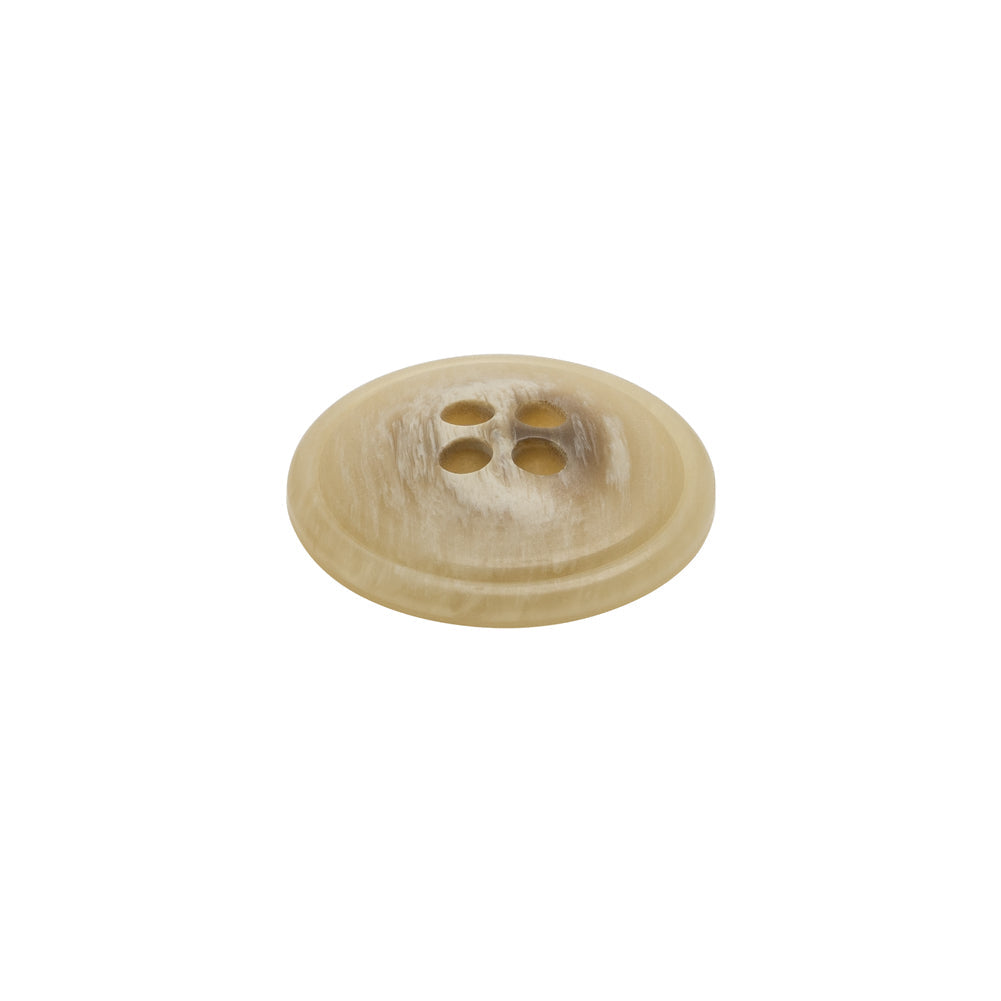 Plastic 4-Hole Button - 28L/18mm - Beige and Brown Striated - Made in Italy