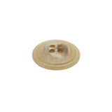 Plastic 4-Hole Button - 28L/18mm - Beige and Brown Striated - Made in Italy