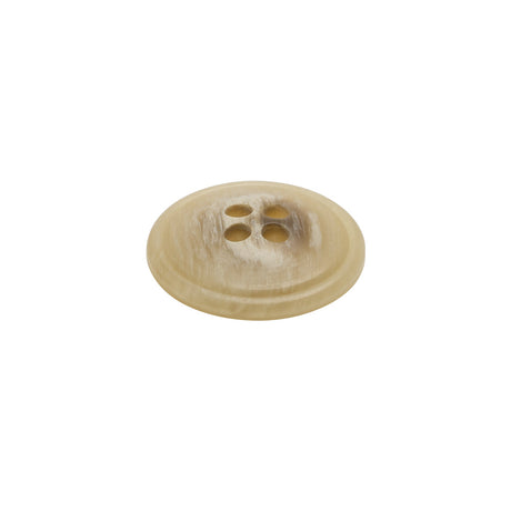 Plastic 4-Hole Button - 28L/18mm - Beige and Brown Striated - Made in Italy