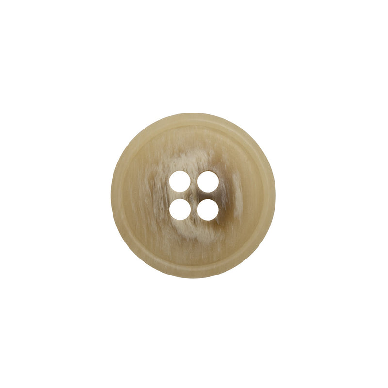 Plastic 4-Hole Button - 28L/18mm - Beige and Brown Striated - Made in Italy