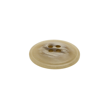 Plastic 4-Hole Button - 32L/20mm - Beige and Brown Striated - Made in Italy