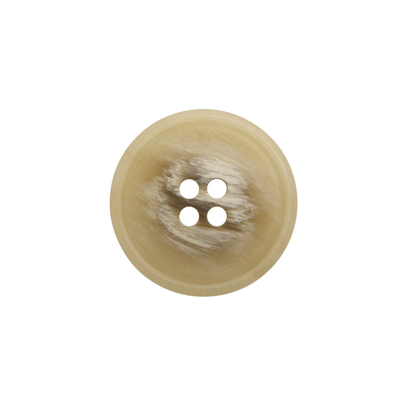 Plastic 4-Hole Button - 32L/20mm - Beige and Brown Striated - Made in Italy