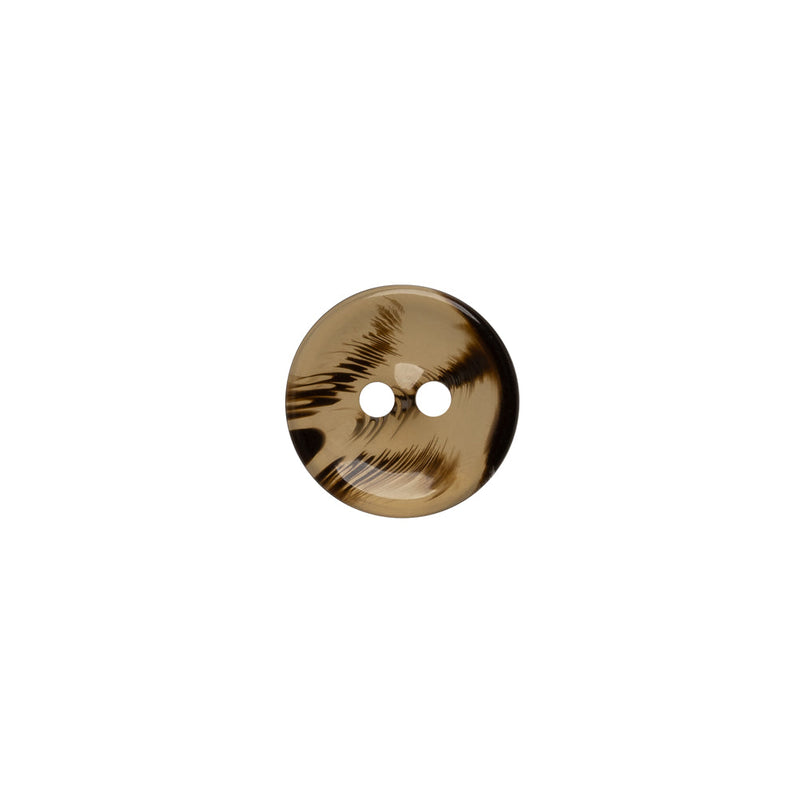 Plastic 2-Hole Button - 18L/11.5mm - Brown and Black Translucent Rolled Rim