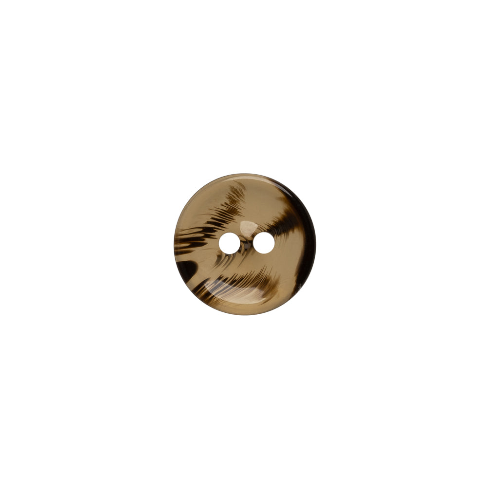 Plastic 2-Hole Button - 18L/11.5mm - Brown and Black Translucent Rolled Rim