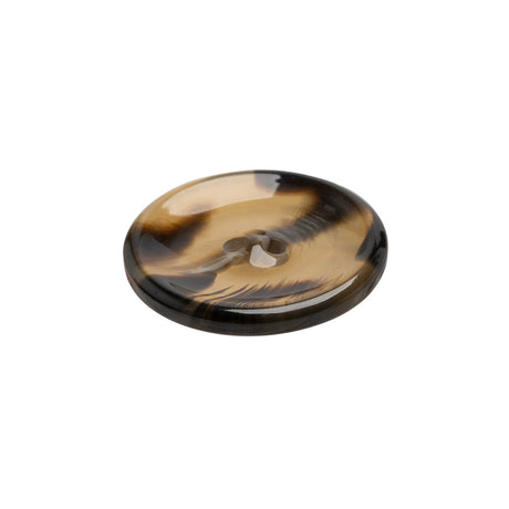 Plastic 2-Hole Button - 35L/22mm - Brown and Black Translucent Rolled Rim