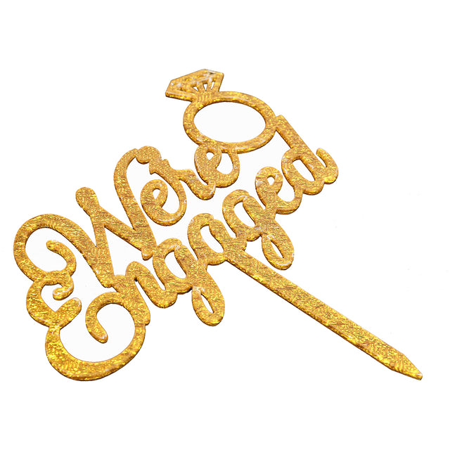 O'Creme Gold 'We're Engaged' Cake Topper