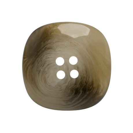Plastic 4-Hole Button - 42L/27mm - Gray and Brown Chunky Square