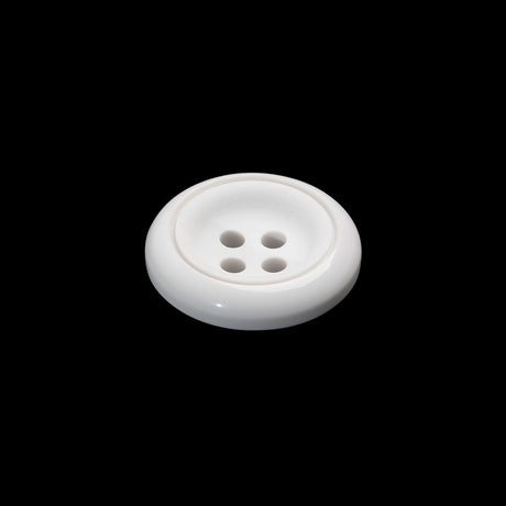 Plastic 4-Hole Button - 28L/18mm - White Tire Rim with Engraved Ring
