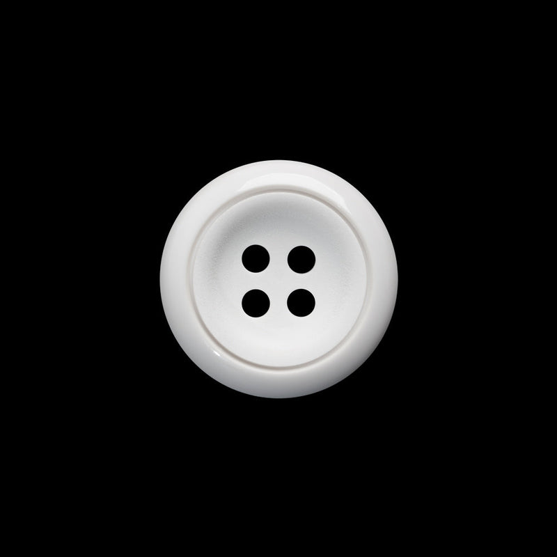 Plastic 4-Hole Button - 28L/18mm - White Tire Rim with Engraved Ring