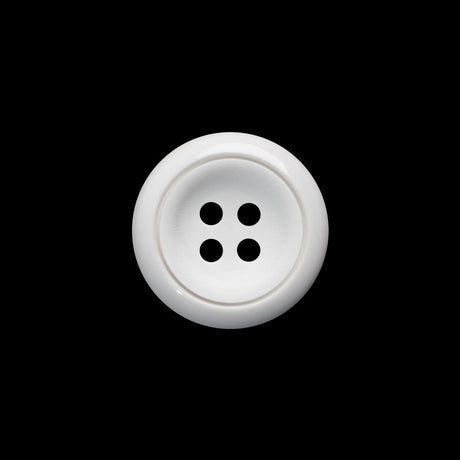 Plastic 4-Hole Button - 28L/18mm - White Tire Rim with Engraved Ring