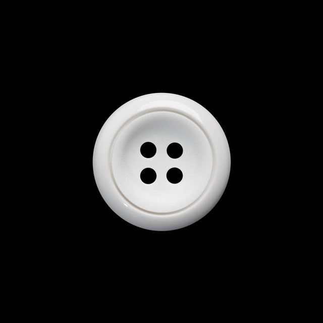Plastic 4-Hole Button - 28L/18mm - White Tire Rim with Engraved Ring