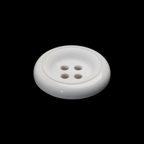 Plastic 4-Hole Button - 36L/23mm - White Tire Rim with Engraved Ring