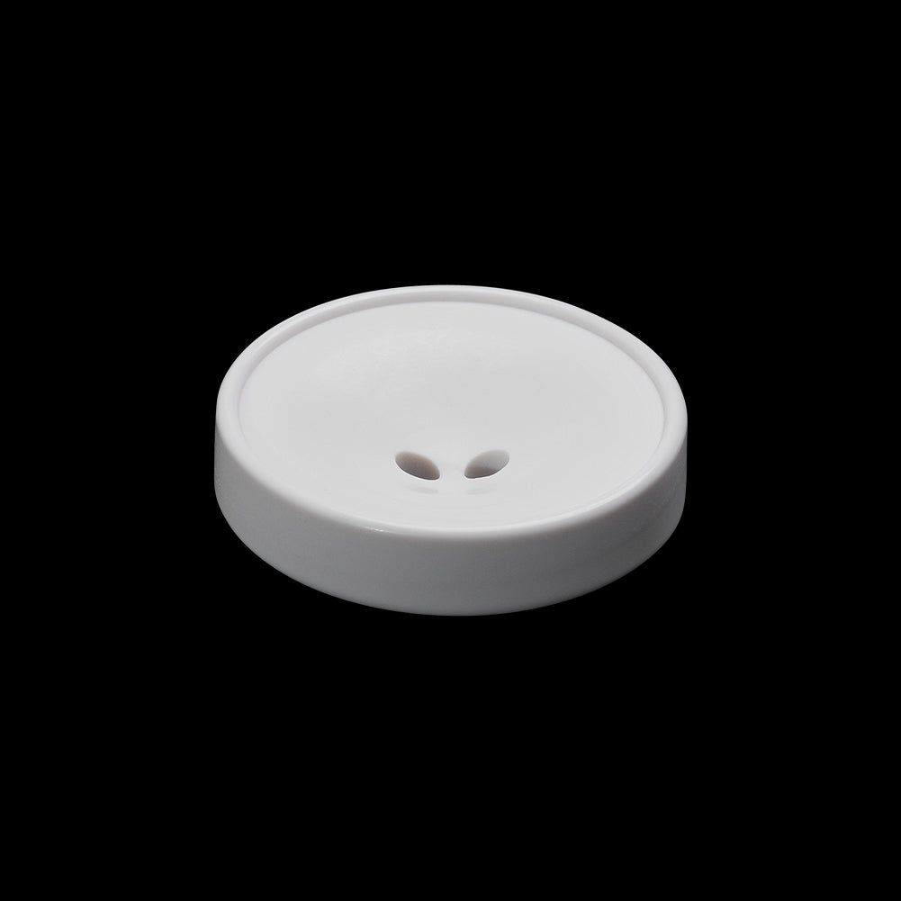 Plastic 2-Hole Button - 36L/23mm - White Funnel Dish Shaped with Narrow Rim