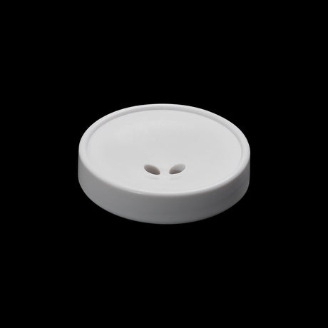 Plastic 2-Hole Button - 36L/23mm - White Funnel Dish Shaped with Narrow Rim
