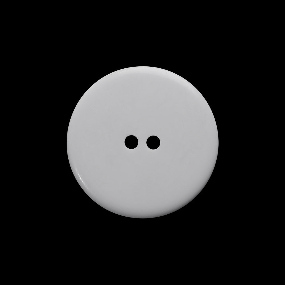 Plastic 2-Hole Button - 36L/23mm - White Funnel Dish Shaped with Narrow Rim