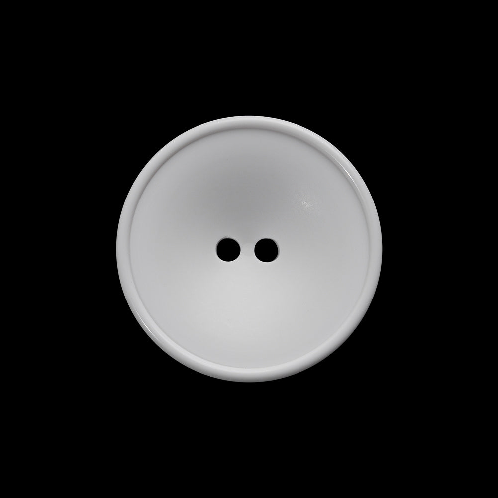 Plastic 2-Hole Button - 36L/23mm - White Funnel Dish Shaped with Narrow Rim