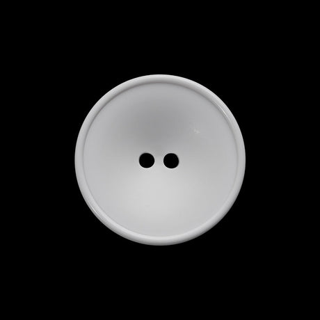 Plastic 2-Hole Button - 36L/23mm - White Funnel Dish Shaped with Narrow Rim
