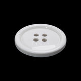 Plastic 4-Hole Button - 40L/25.5mm - White Rolled Rim Low Convex