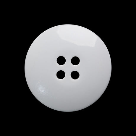Plastic 4-Hole Button - 40L/25.5mm - White Rolled Rim Low Convex
