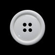 Plastic 4-Hole Button - 40L/25.5mm - White Rolled Rim Low Convex