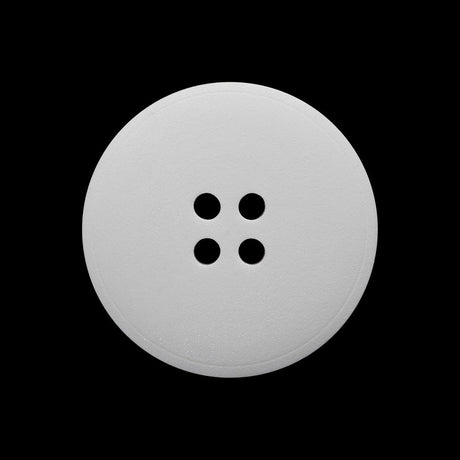 Plastic 4-Hole Button - 40L/25.5mm - White Low Convex