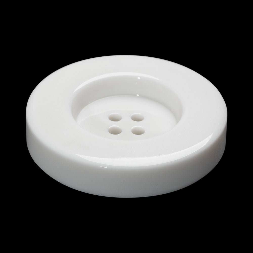 Plastic 4-Hole Button - 54L/34mm - White Chunky Tire Rim