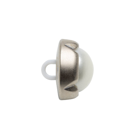 Plastic 2-Piece Shank Back Button - 30L/19mm - Silver and White Pearl Dome