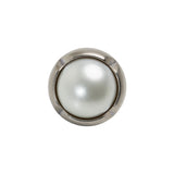 Plastic 2-Piece Shank Back Button - 30L/19mm - Silver and White Pearl Dome