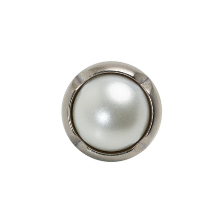 Plastic 2-Piece Shank Back Button - 30L/19mm - Silver and White Pearl Dome