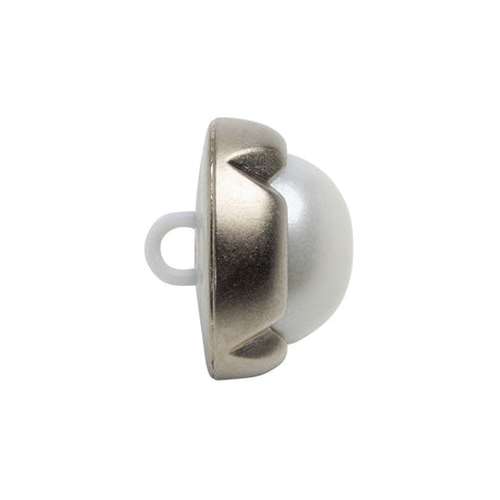 Plastic 2-Piece Shank Back Button - 36L/23mm - Silver and White Pearl Dome