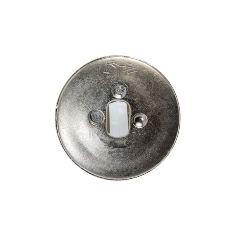 Plastic 2-Piece Shank Back Button - 36L/23mm - Silver and White Pearl Dome