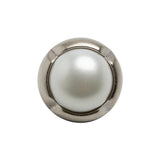 Plastic 2-Piece Shank Back Button - 36L/23mm - Silver and White Pearl Dome
